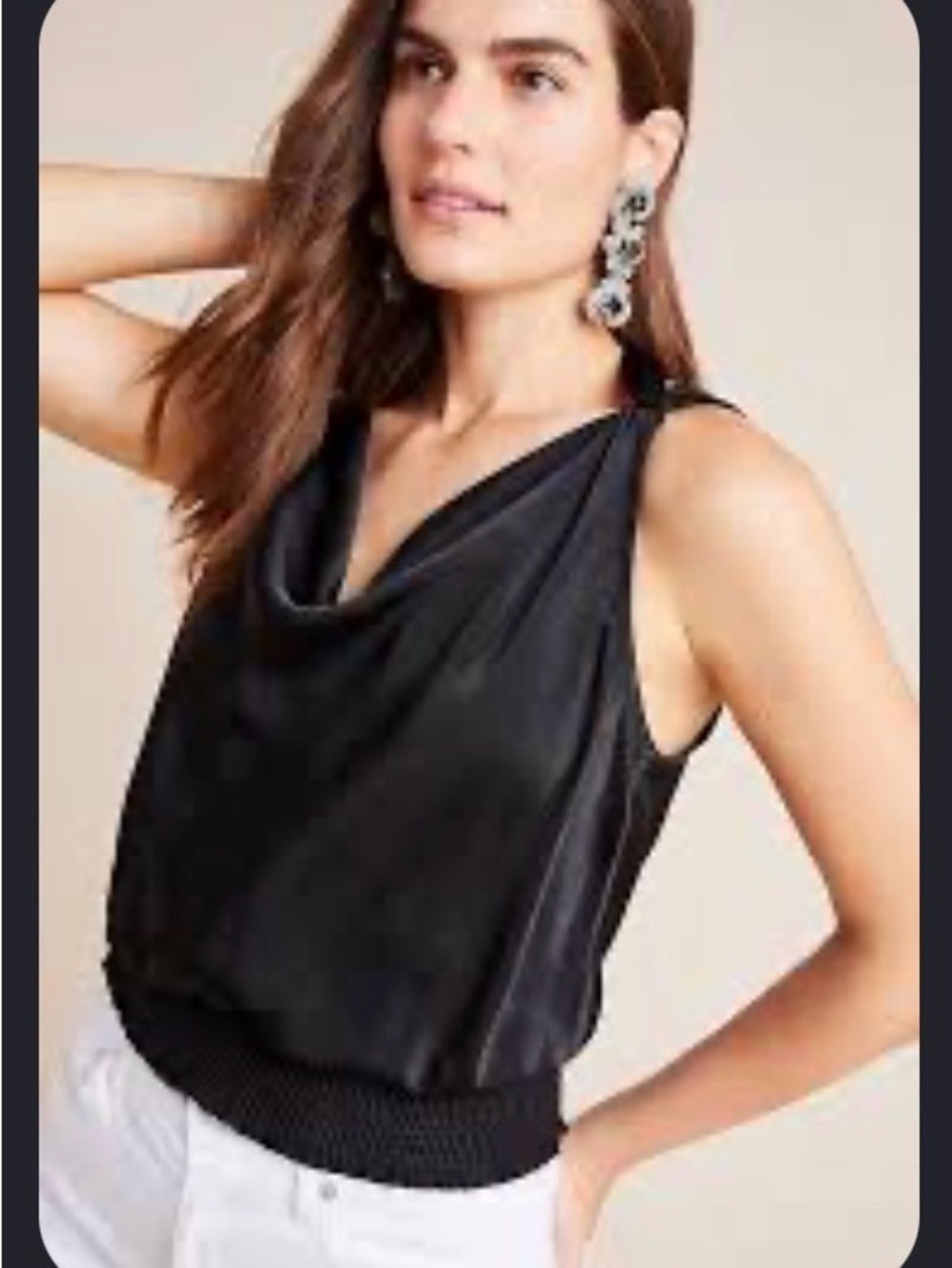 Maeve Anthropologie Alida Cowl Neck Blouse Black Top Sleeveless Blouse Size 4